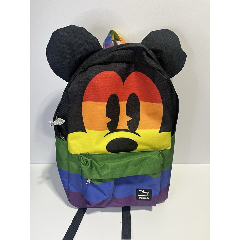 Loungefly Disney Parks Mickey Mouse Rainbow Pride Backpack EUC